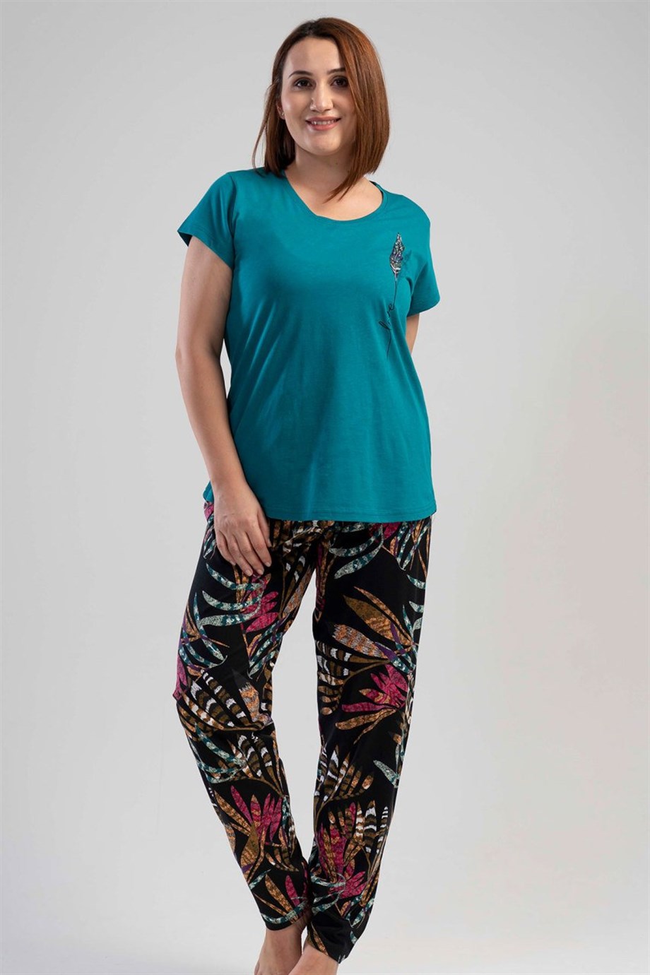 Vienetta Kadın (Mint) Kısa Kollu Büyük Beden Pijama Takımı 1112840049