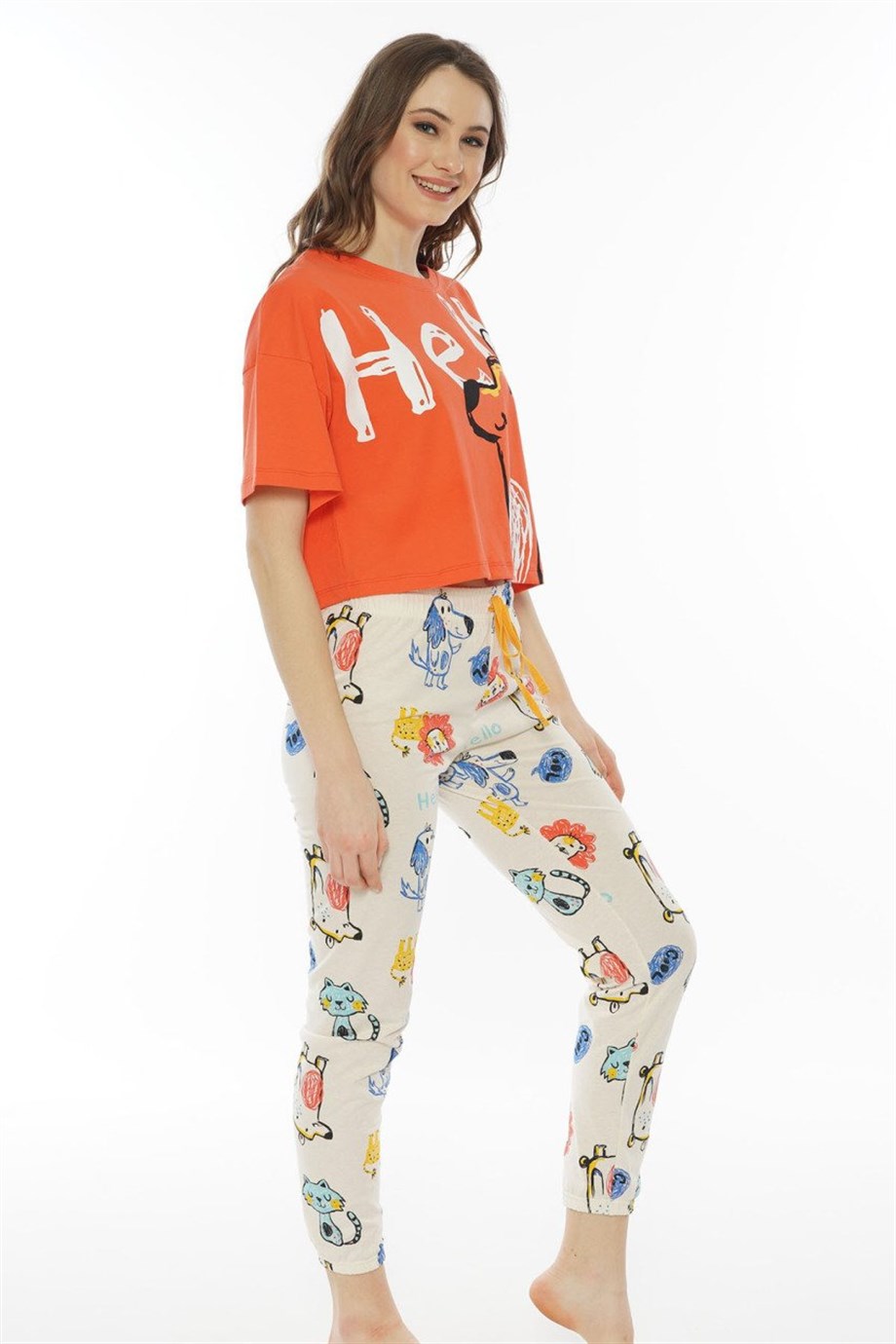 Vienetta Kadın (Oranj) Kısa Kollu Pijama Takımı 0121356580