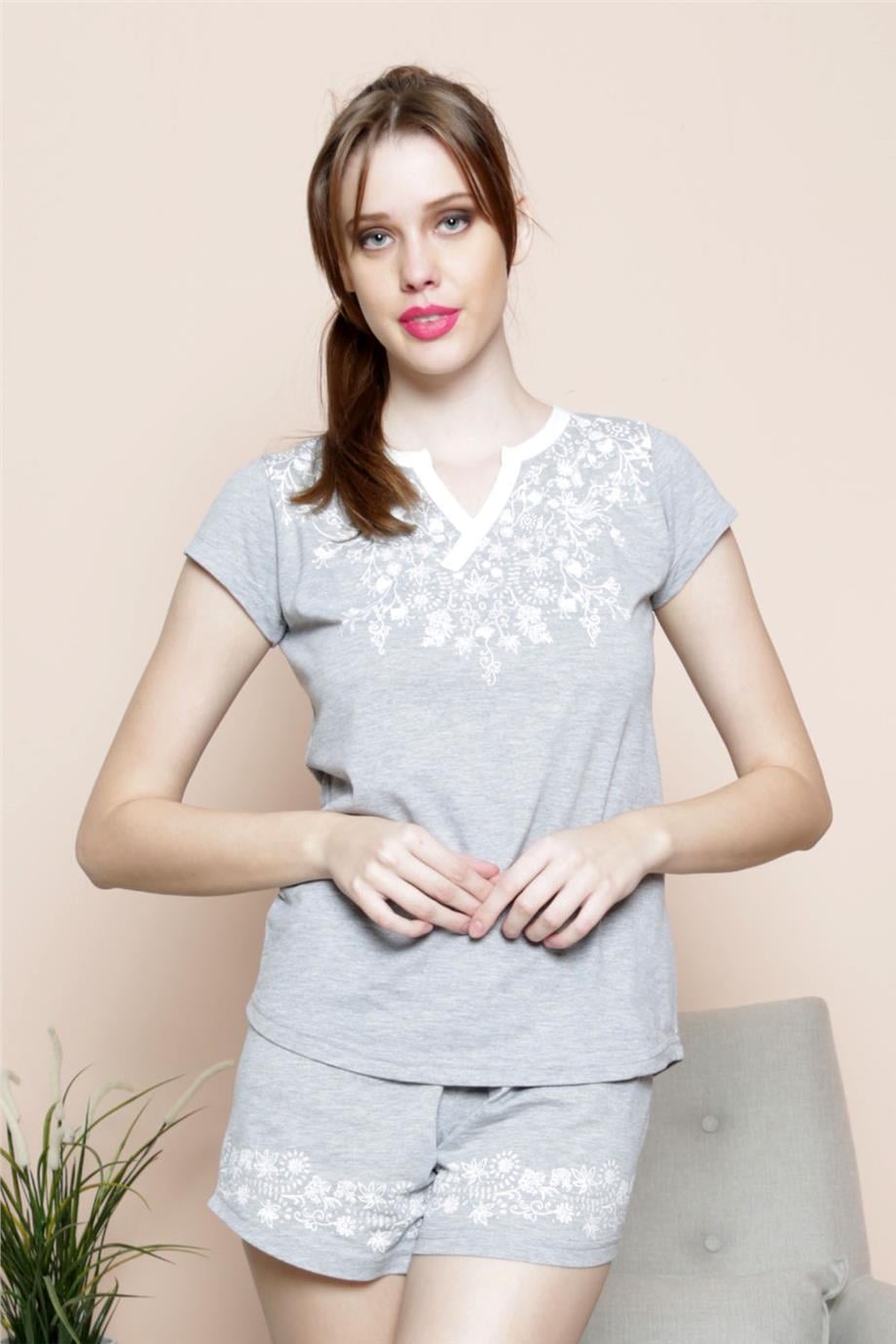 Vienetta Kadın Pijama K.Kol Sort