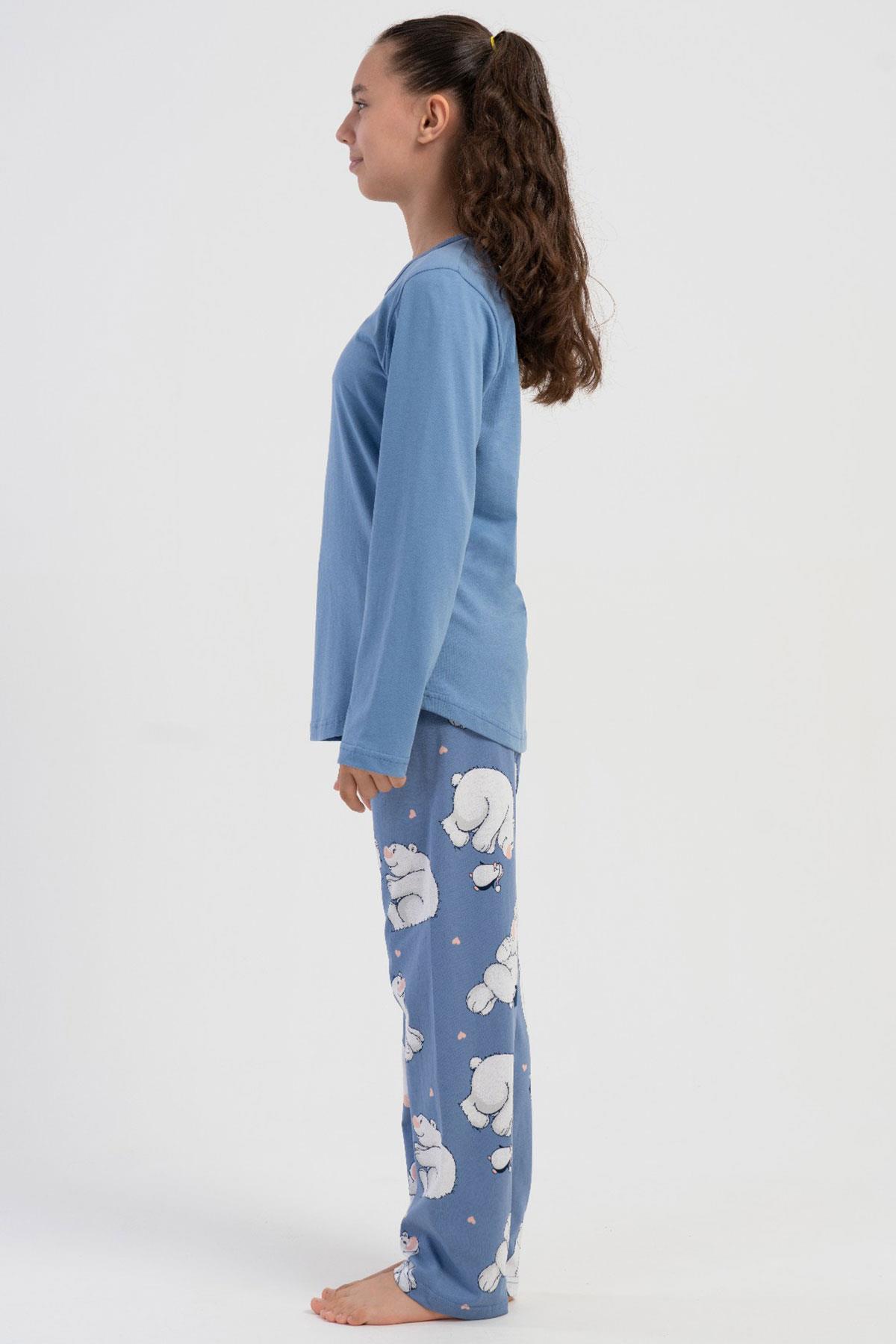 Vienetta Kids 5040401122 Kız Çocuk Uzun Kollu Pijama Takımı