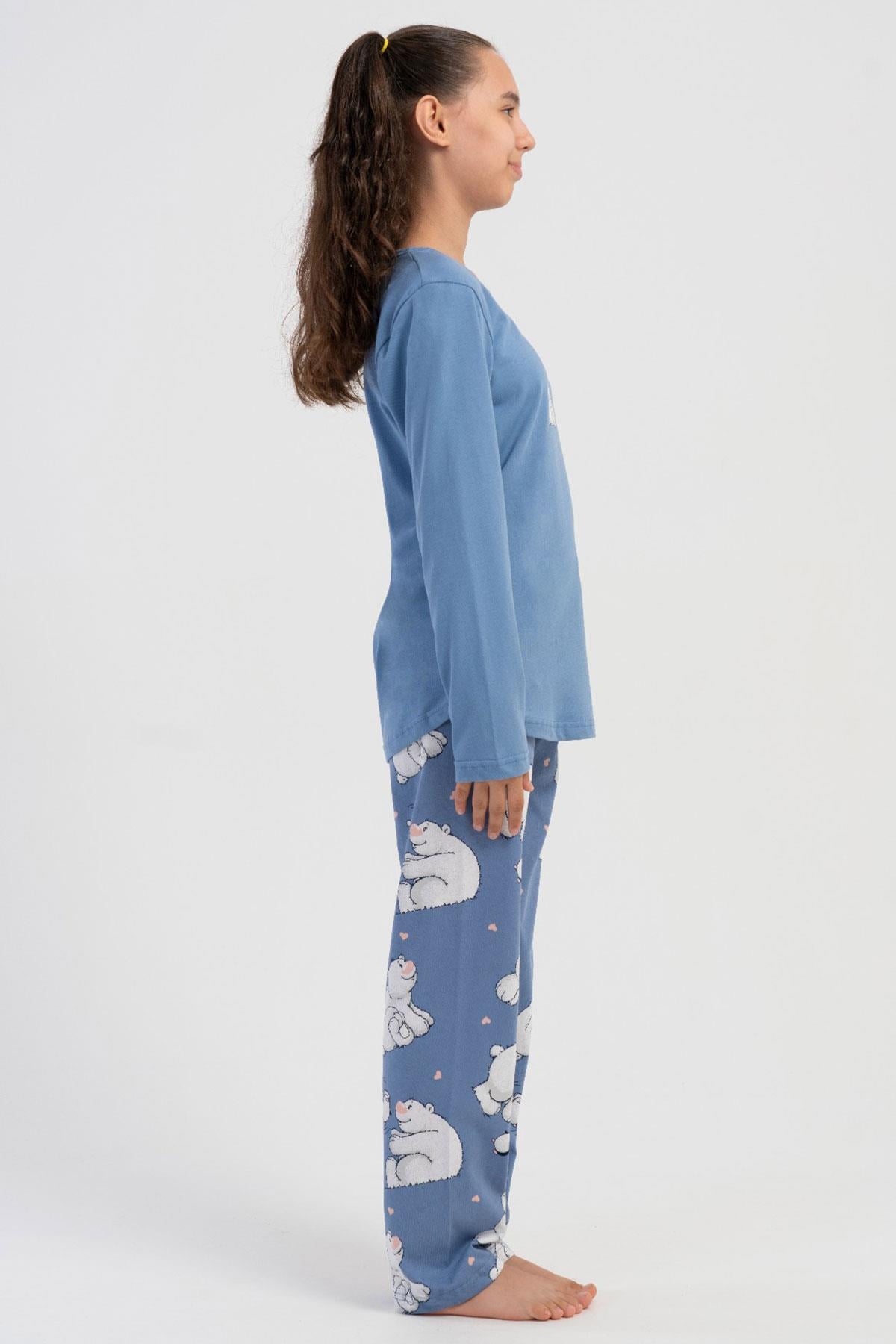 Vienetta Kids 5040401122 Kız Çocuk Uzun Kollu Pijama Takımı