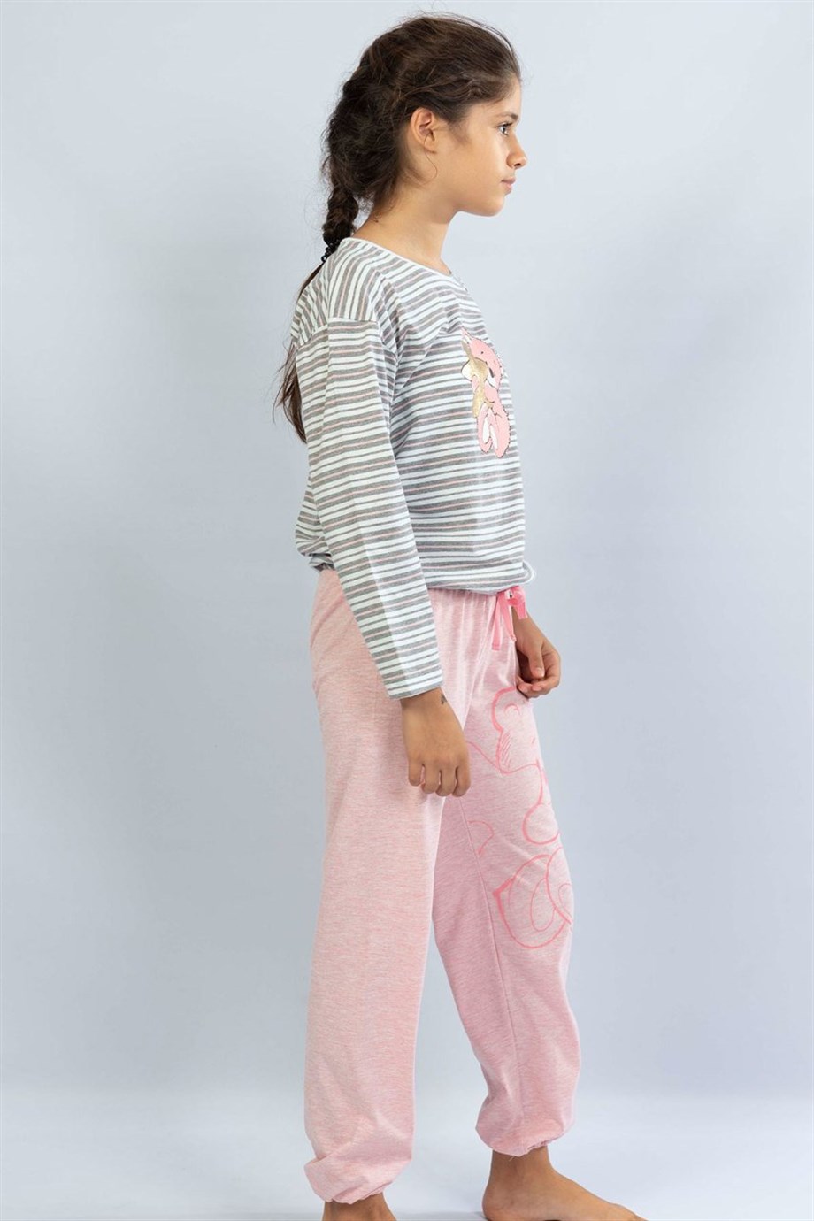 Vienetta Kız (Gri) Çocuk Uzun Kollu Pijama Takımı 1051230000