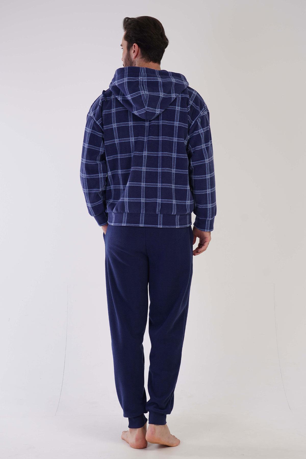 Vienetta Man 3031830448 Erkek Polar Kapuşonlu Uzun Kollu Pijama Takımı