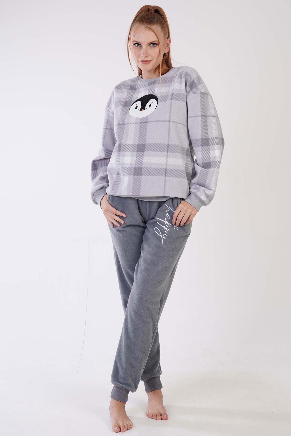 Vienetta Man 3031890441 Kadın Uzun Kollu Polar Pijama Takımı