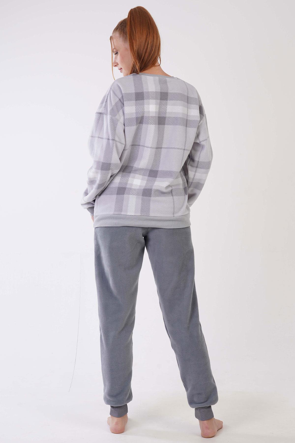 Vienetta Man 3031890441 Kadın Uzun Kollu Polar Pijama Takımı