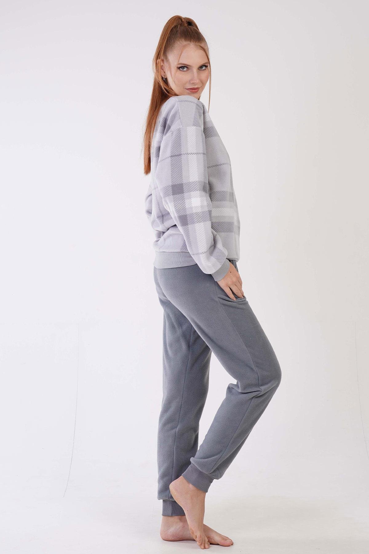 Vienetta Man 3031890441 Kadın Uzun Kollu Polar Pijama Takımı