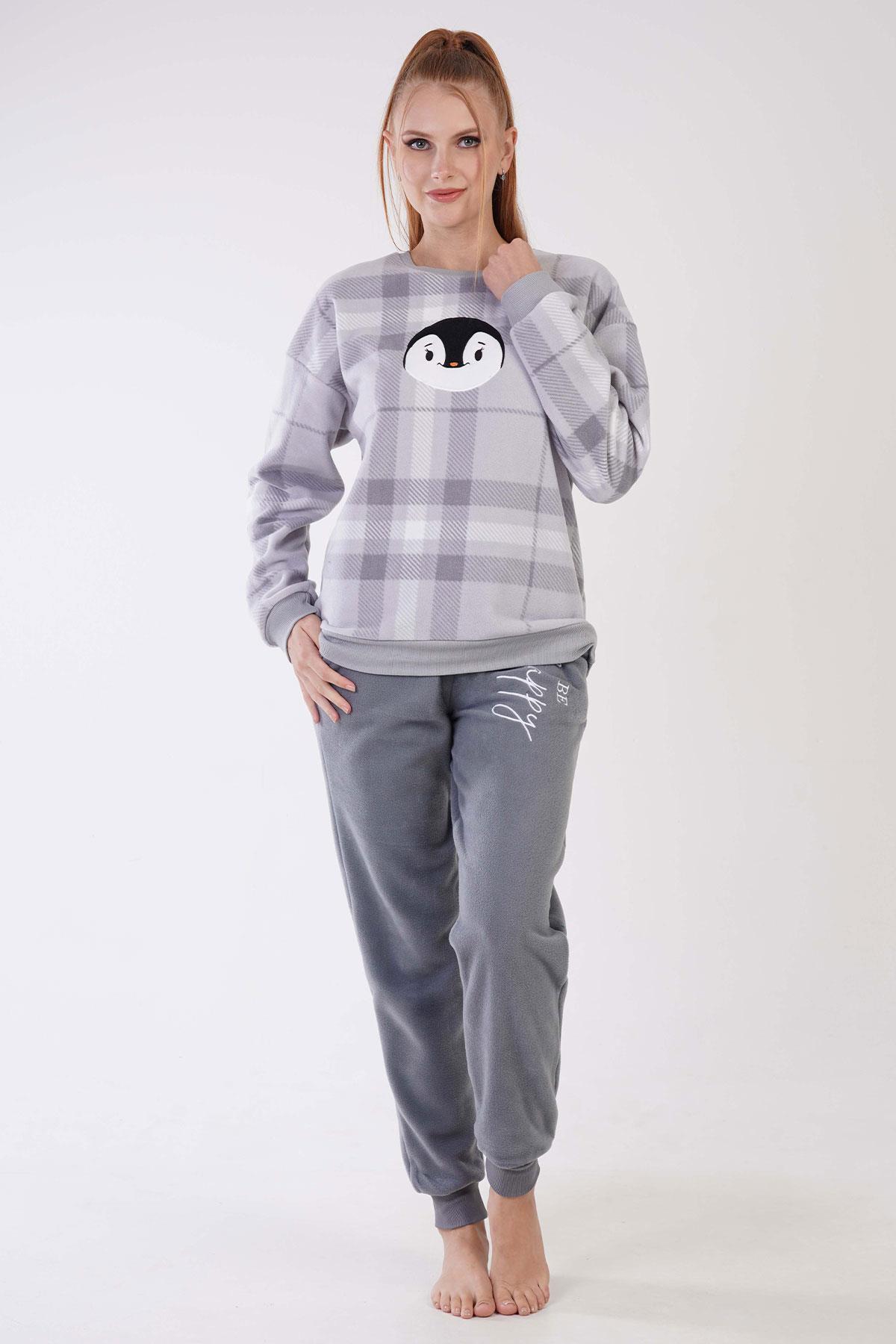 Vienetta Man 3031890441 Kadın Uzun Kollu Polar Pijama Takımı