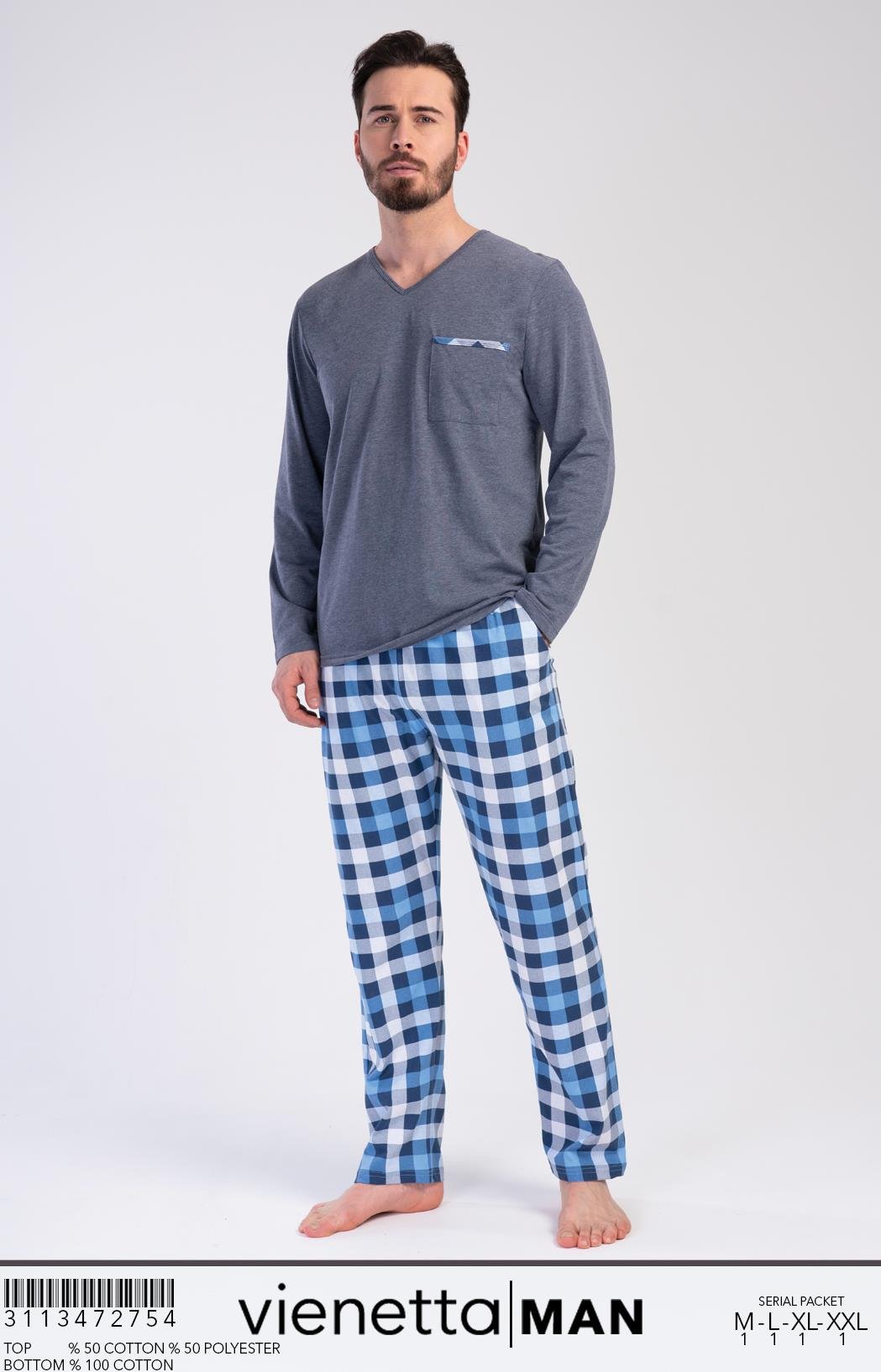 Vienetta Man 3113472754 Erkek Uzun Kollu P.Suprem Pijama Takımı