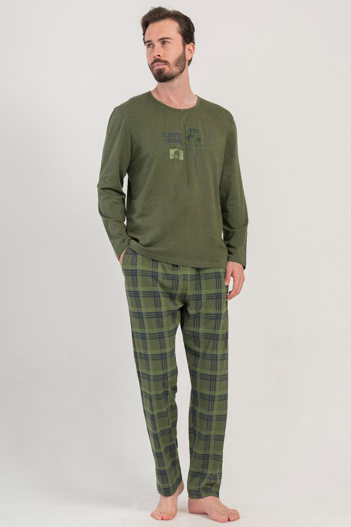 Vienetta Man 4085142053-B Erkek Uzun Kollu Pamuklu Pijama Takımı