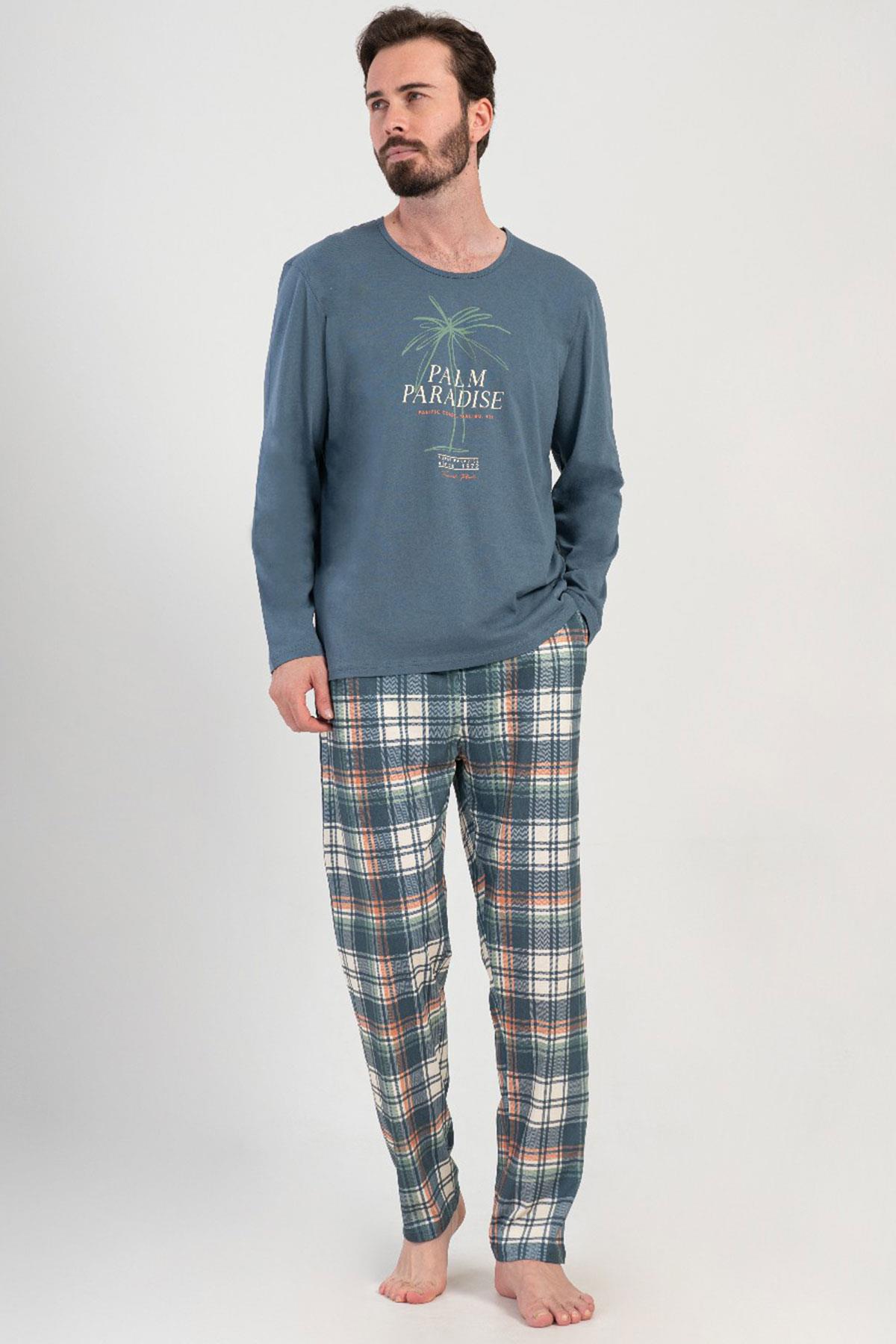 Vienetta Man 4085150949-B Erkek Uzun Kollu Pamuklu Pijama Takımı