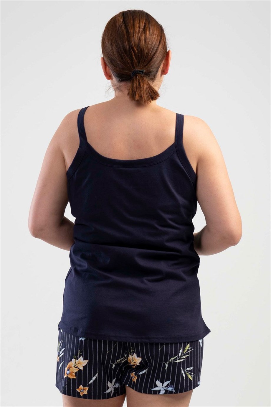 Vienetta (Mavi) Kadın İp Askılı Şortlu Büyük Beden Pijama Takımı 1101538975