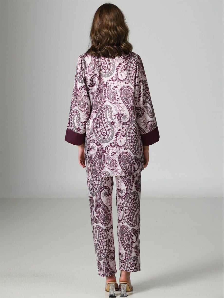 Vienetta (Mürdüm) Kadın Saten Üçlü Pijama Takımı 1611125062