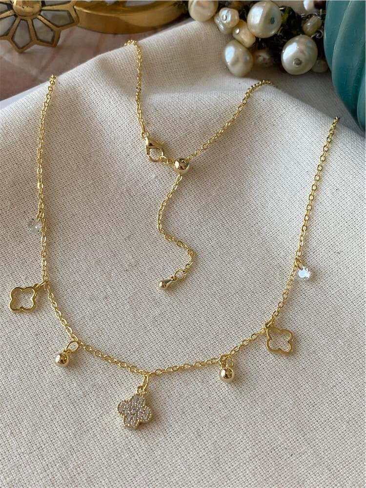 14K Asansörlü Cleef Charm Sallantılı Kolye