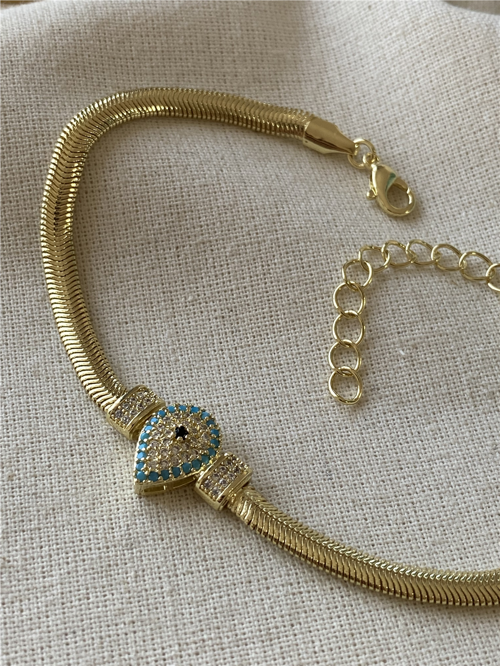 14K Damla Nazar Desen Worm Bileklik