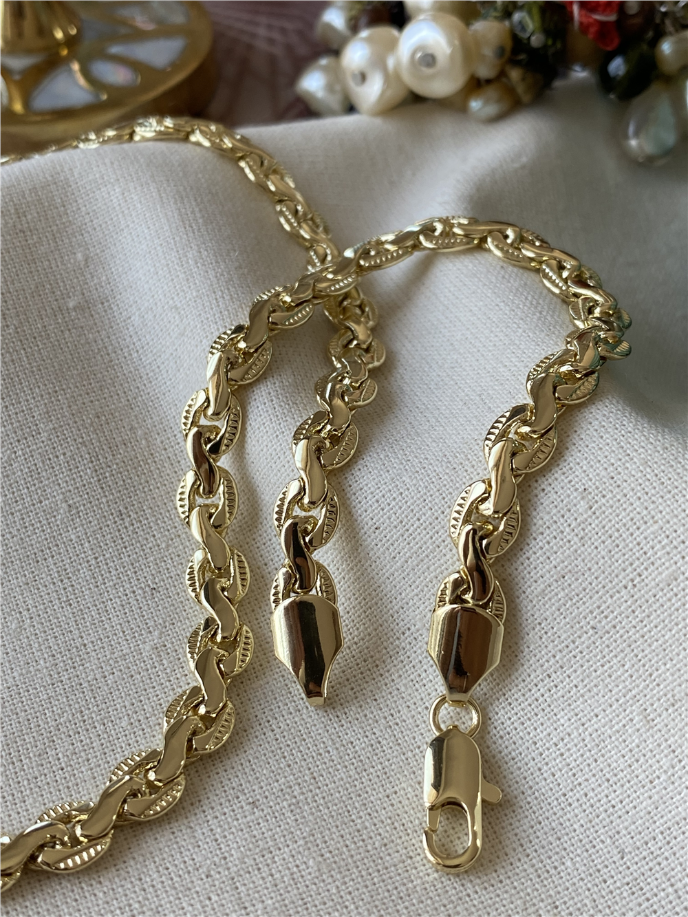 14K Ezme Wave Model Zincir Kolye