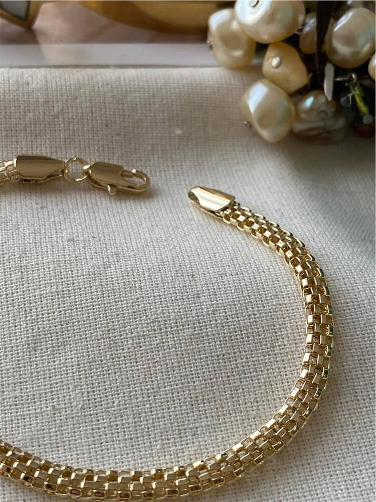 14K Hasır Örme Bileklik