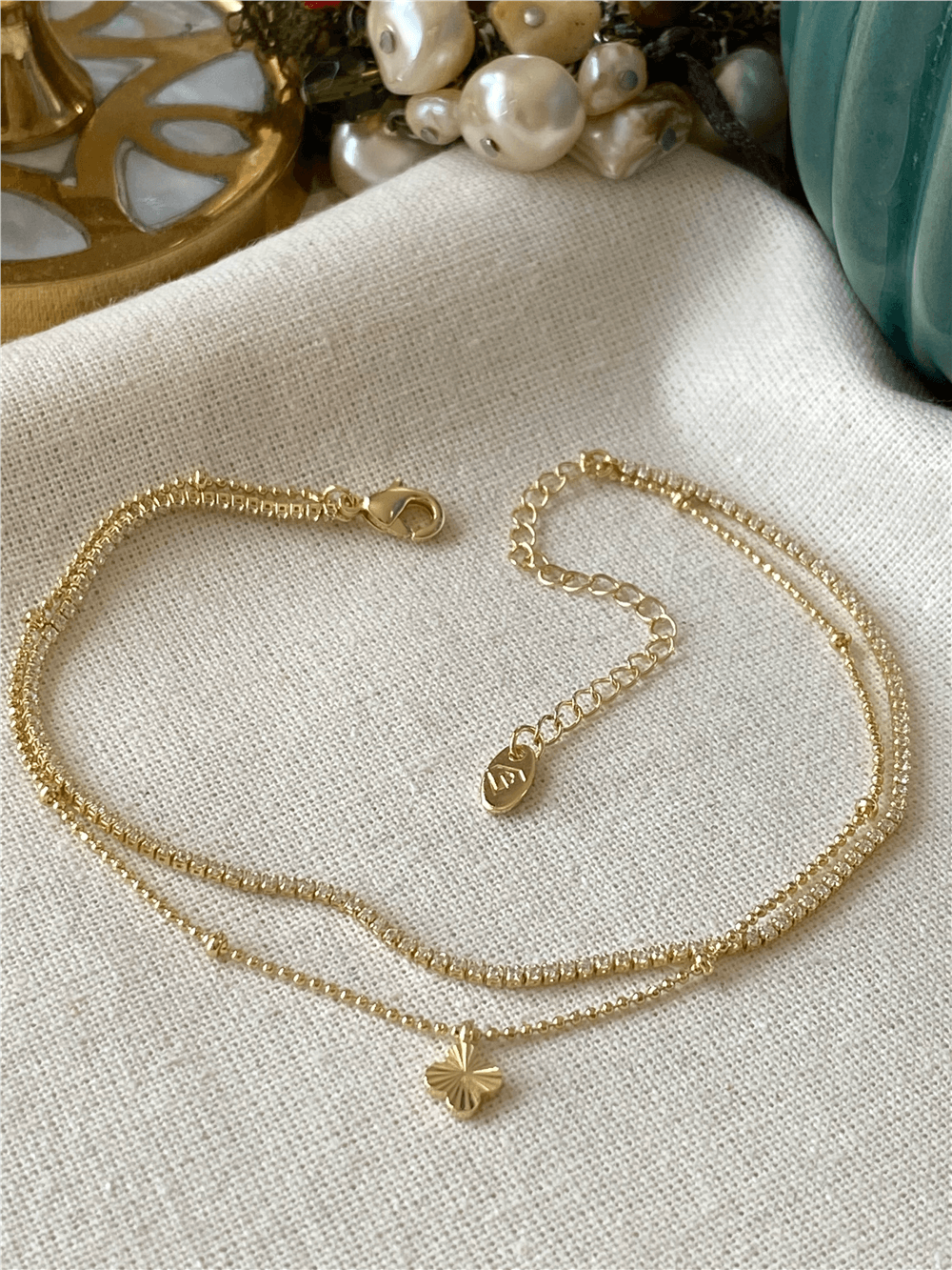 14K İkili Cleef Model Suyolu Halhal