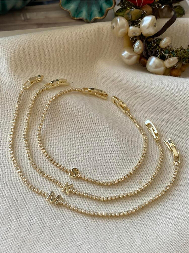 14K İnce Suyolu Harf Bileklik