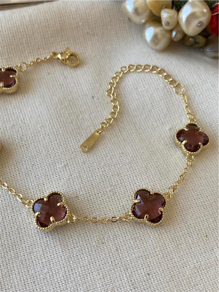 14K Kahverengi Taşlı Cleef Bileklik