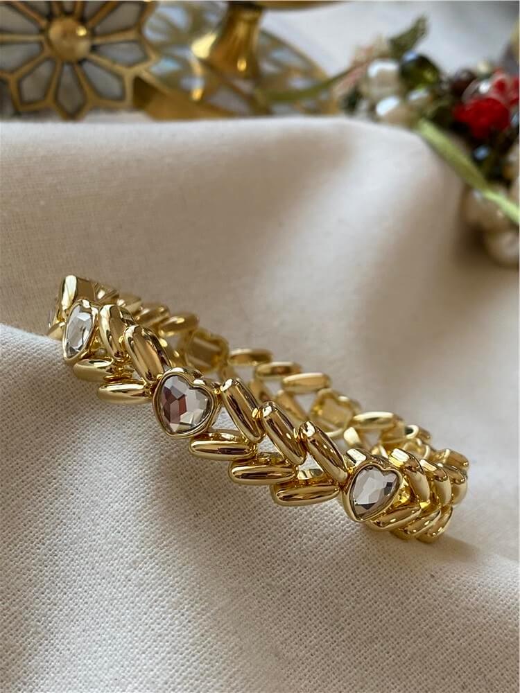 14K Kalp Detaylı Çelenk Model Bileklik