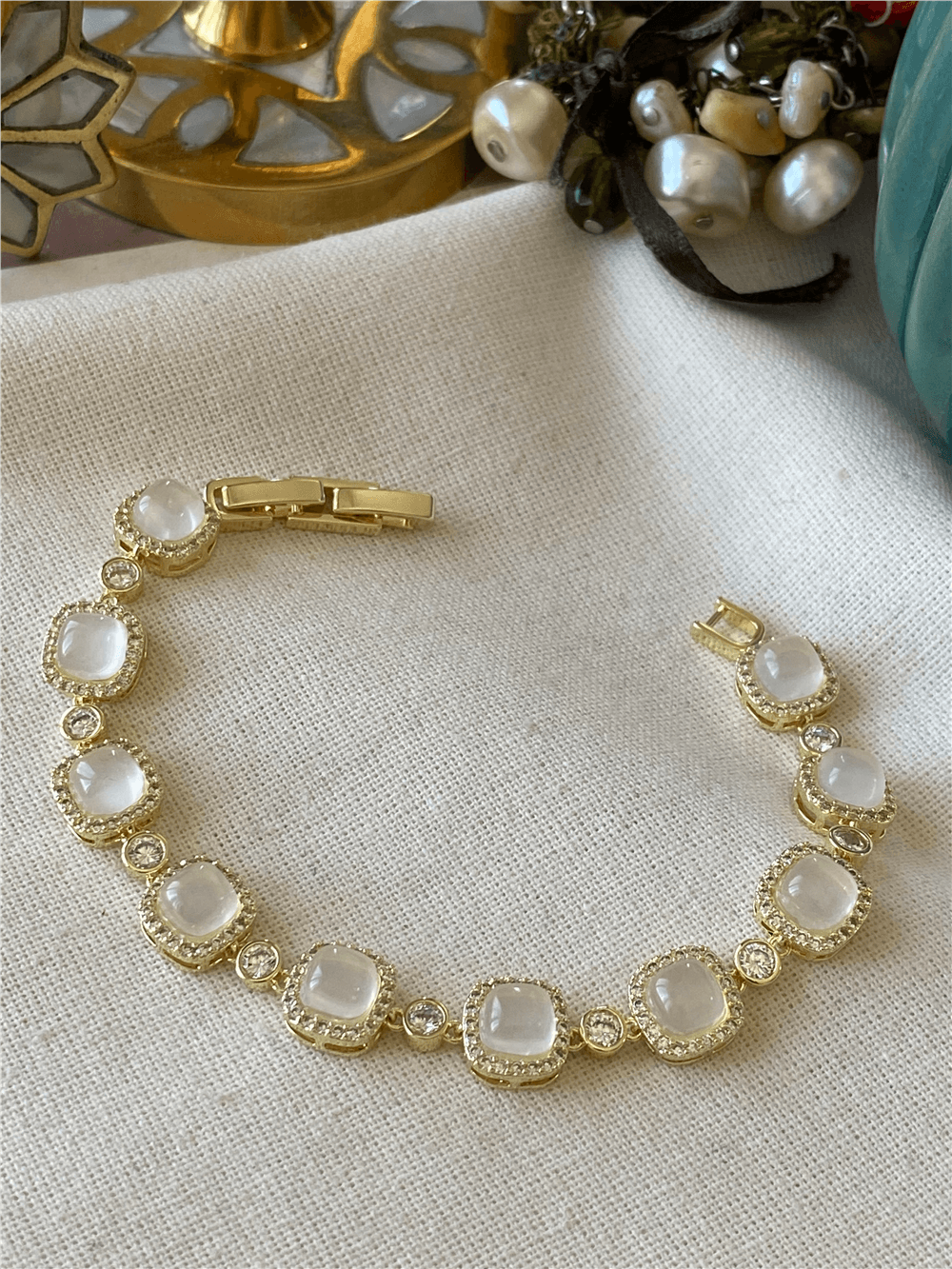 14K Kare Bubble Bileklik
