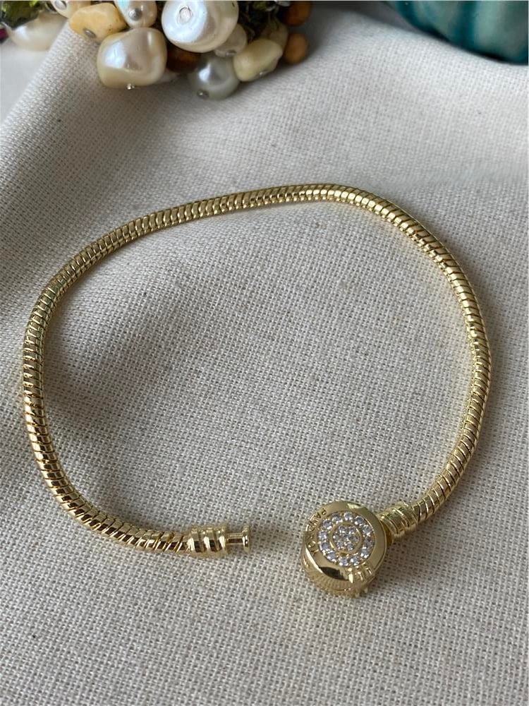 14K Klipsli Oval Taşlı Bileklik