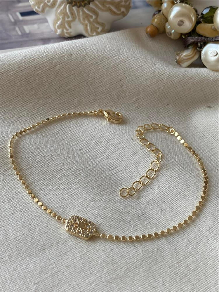 14K Kuzey Plaka Detaylı Ezme Bileklik