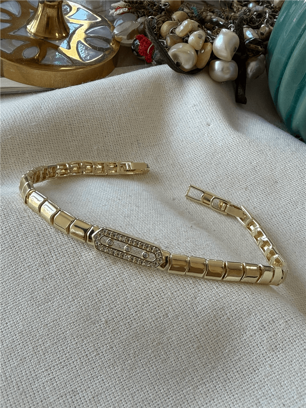 14K Messik Model Plaka Bileklik