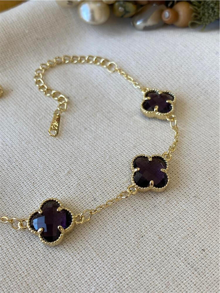 14K Mürdüm Taşlı Cleef Bileklik