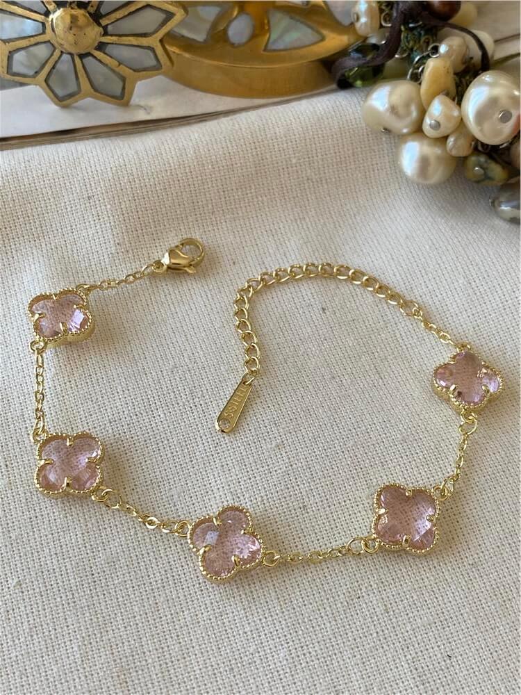 14K Pembe Taşlı Cleef Bileklik