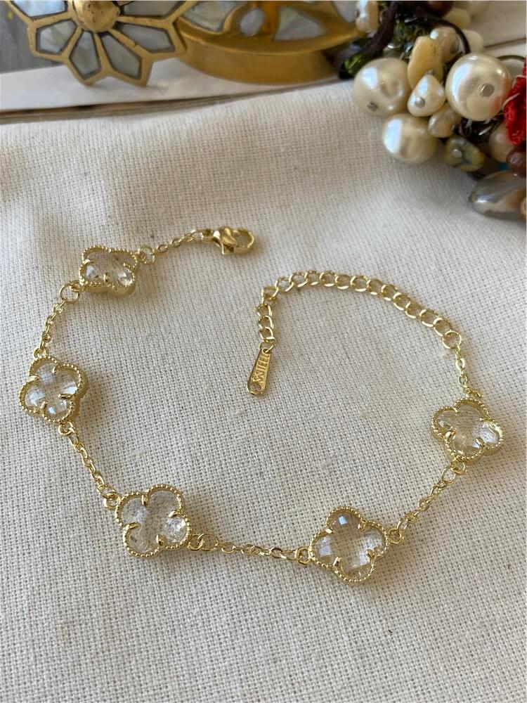 14K Şeffaf Taşlı Cleef Bileklik