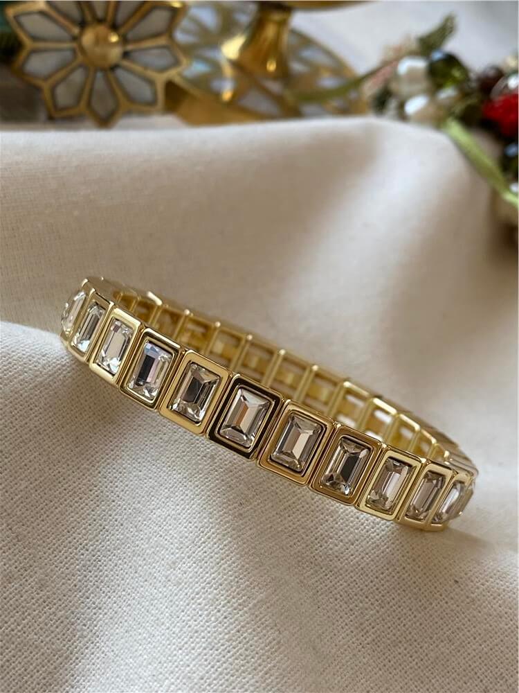 14K Şeffaf Taşlı Esnek Bileklik