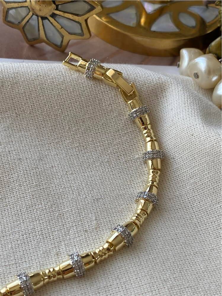 14K Silver Taşlı Silindir Bileklik