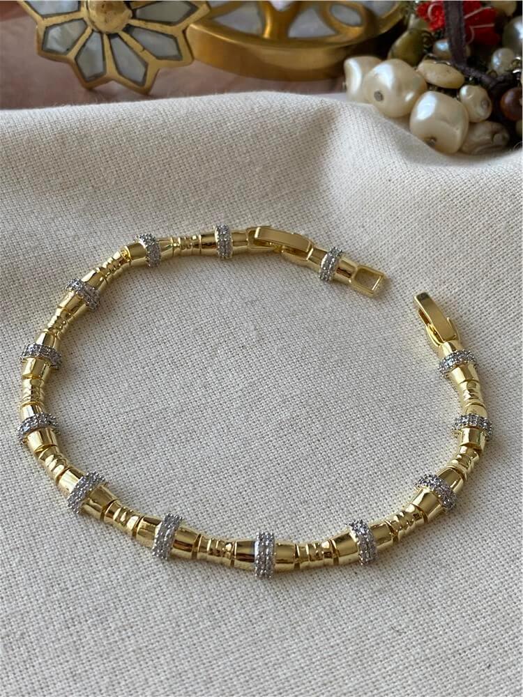 14K Silver Taşlı Silindir Bileklik