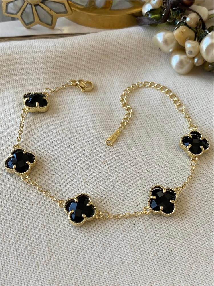 14K Siyah Taşlı Cleef Bileklik