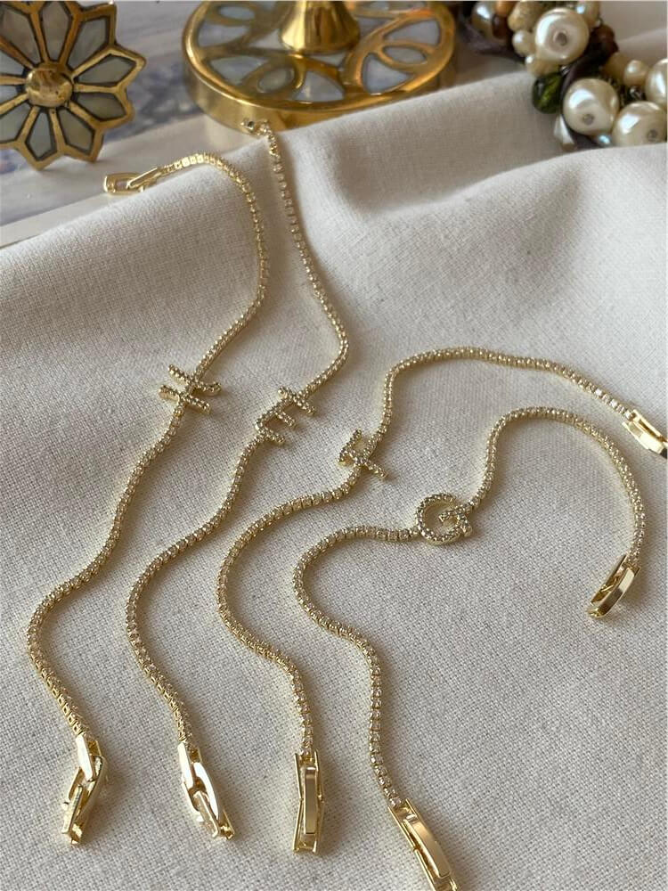 14K Suyolu Model Taşlı Harf Bileklik