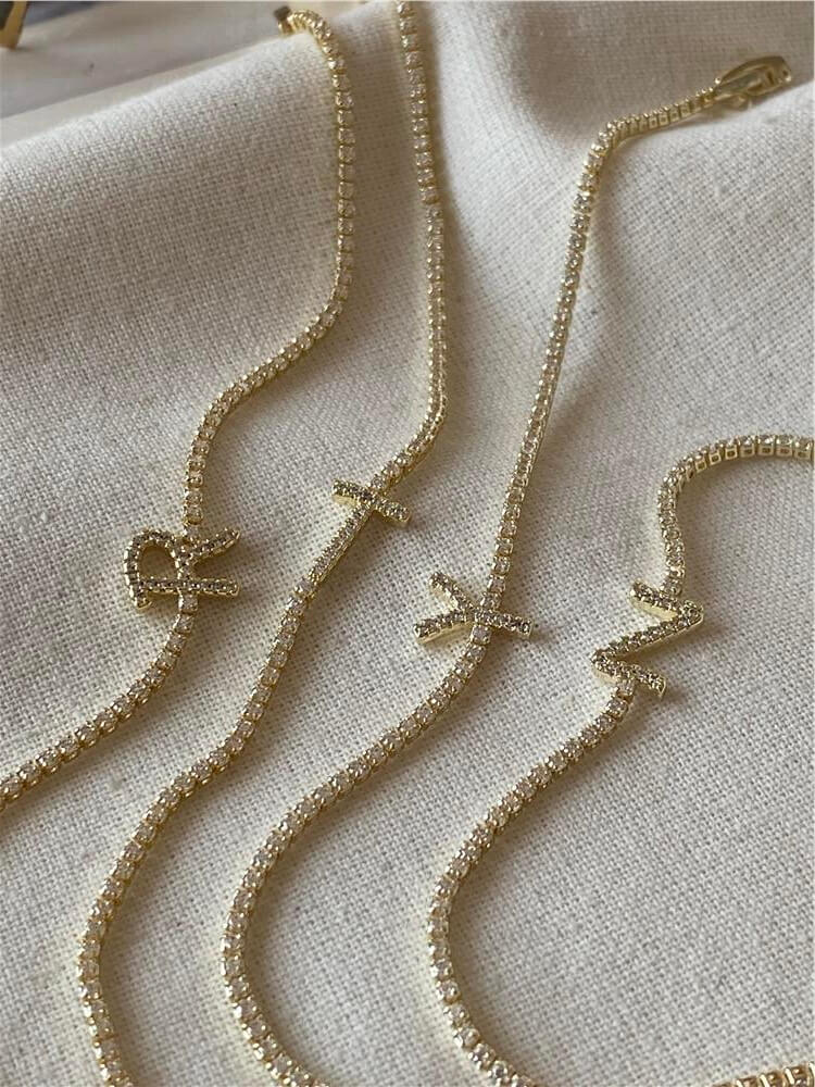 14K Suyolu Model Taşlı Harf Bileklik