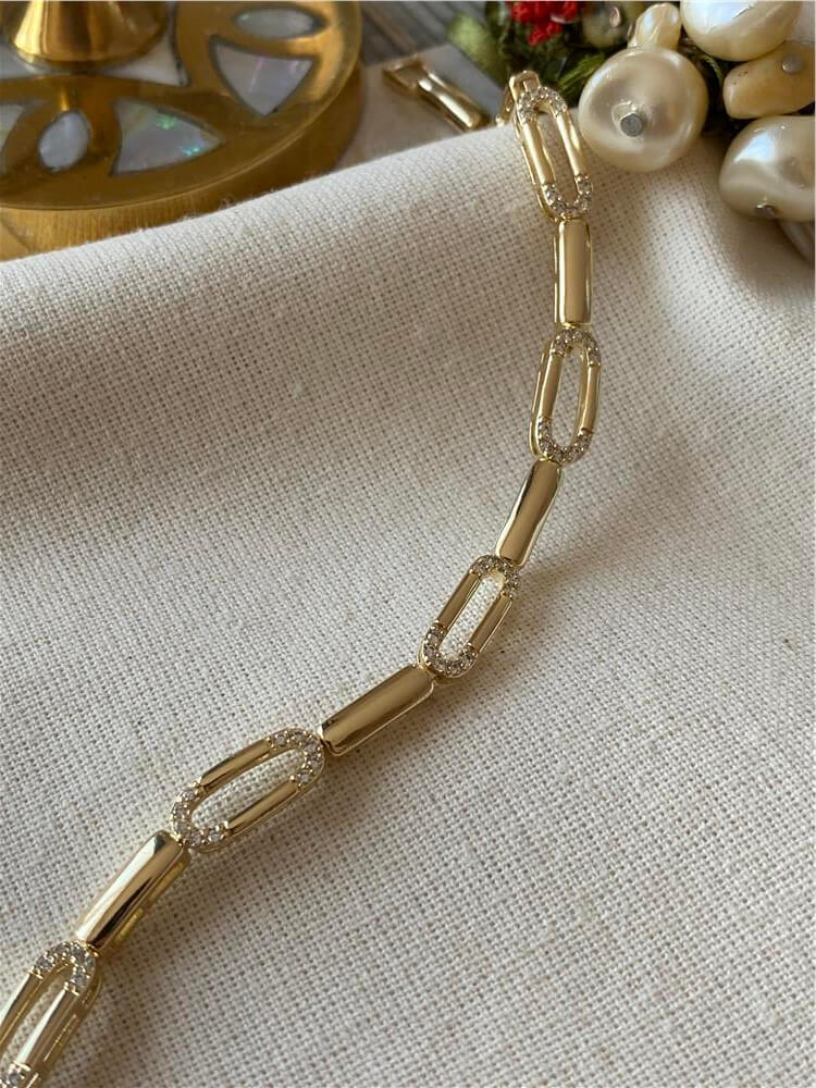 14K Taşlı Oval Halka Bileklik