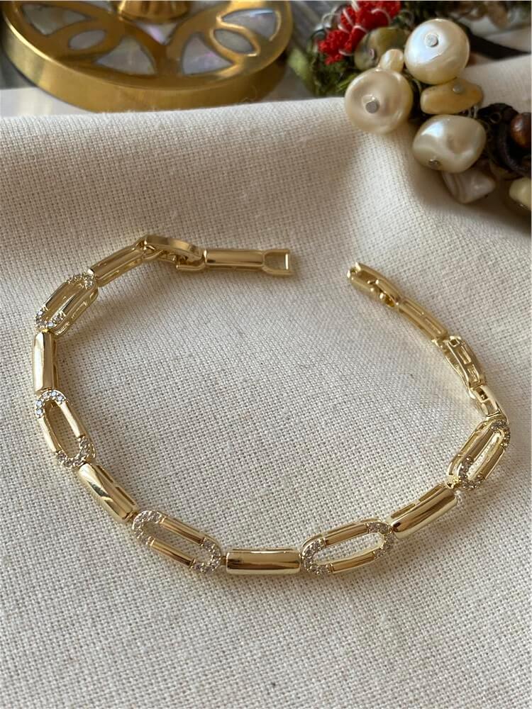 14K Taşlı Oval Halka Bileklik