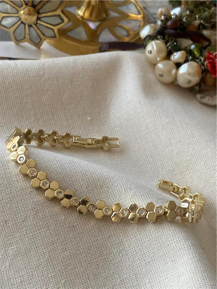 14K Taşlı Petek Model Bileklik