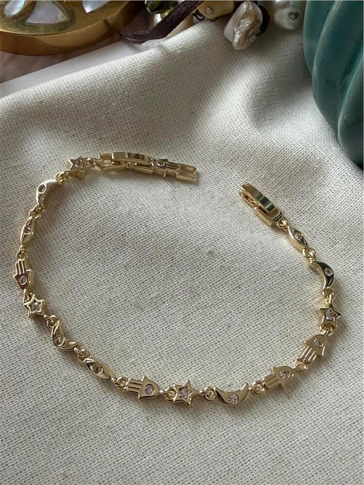 14K Taşlı Simgeler Bileklik