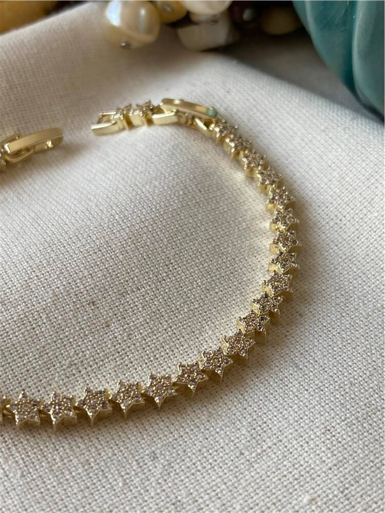 14K Taşlı Yıldızlar Bileklik