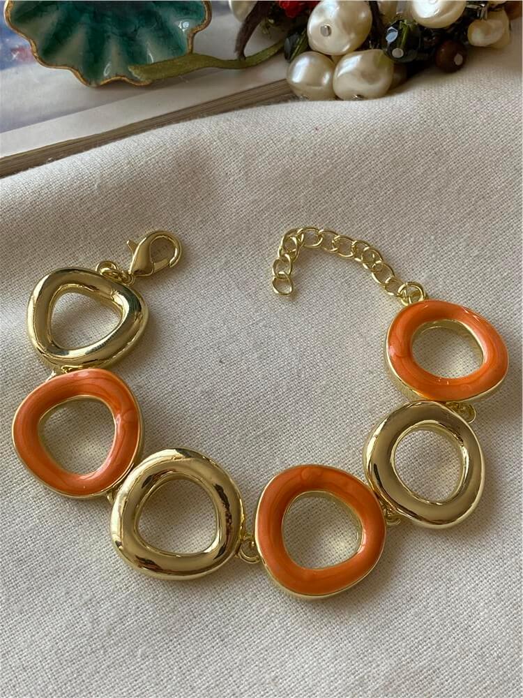 14K Turuncu Mineli Geniş Halka Bileklik