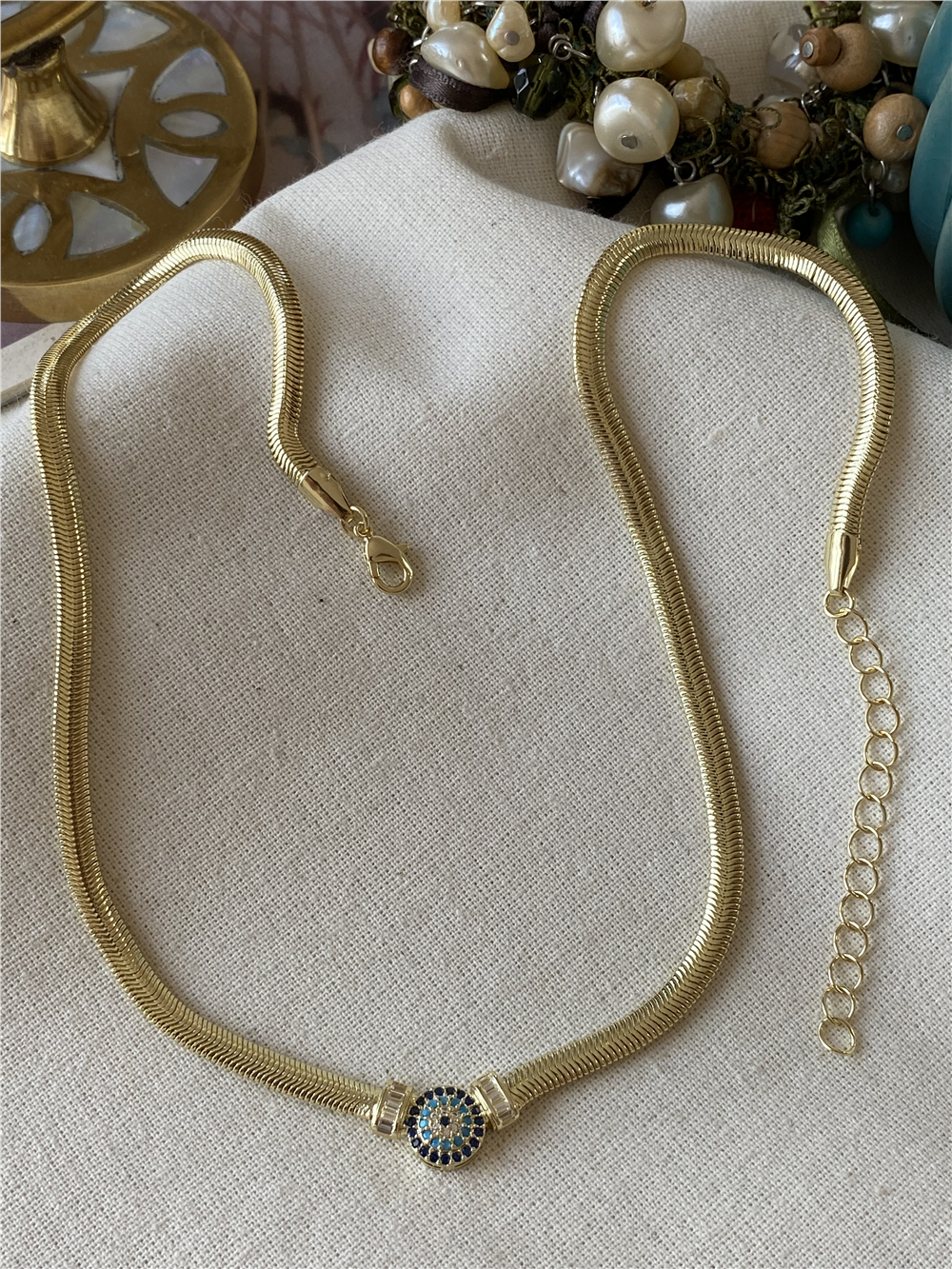 14K Worm Nazarlık Kolye