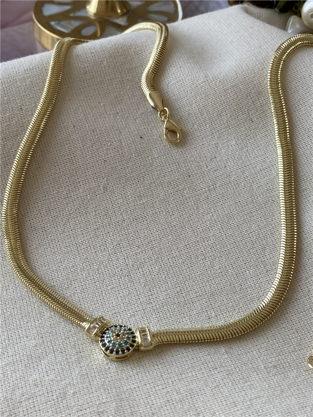 14K Worm Nazarlık Kolye