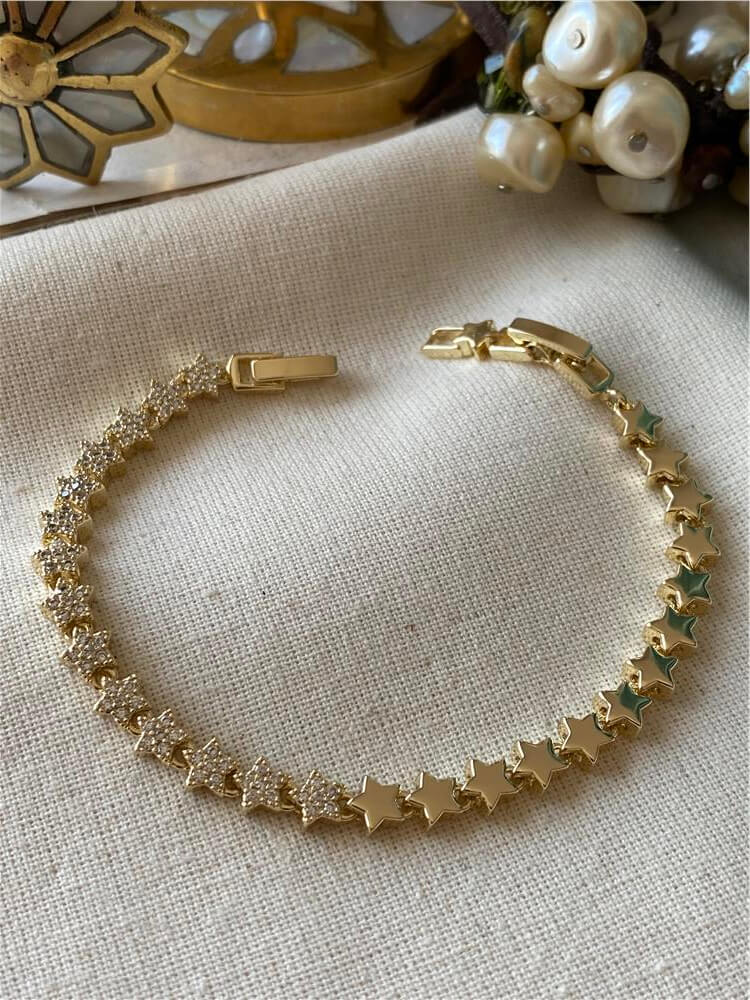 14K Yarısı Taşlı Yıldızlar Bileklik