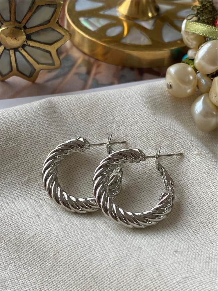 2,5 cm Silver Burgu Halka Küpe