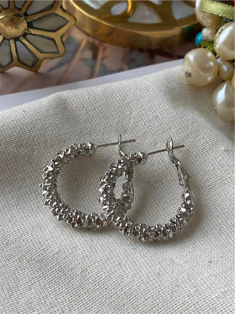 2,5 cm Silver Tırtıklı Halka Küpe