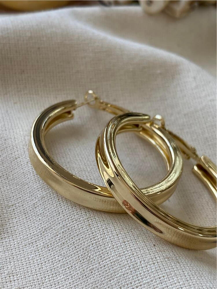 3 cm Gold Küt Halka Küpe