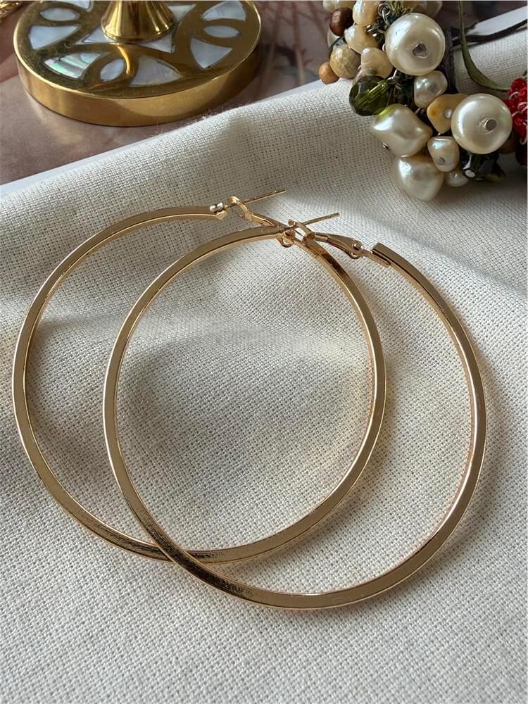 6 cm Gold Küt Halka Küpe